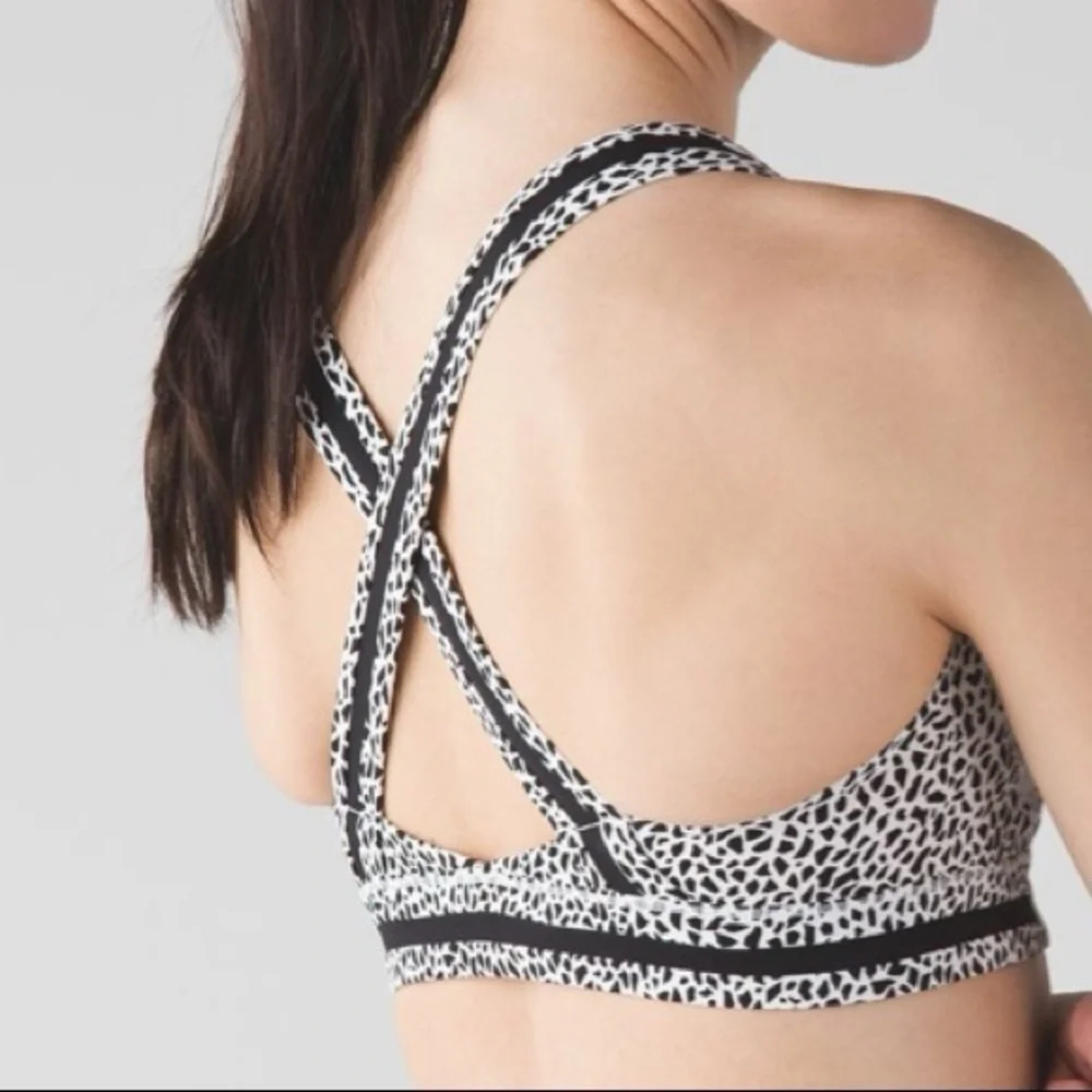 Lululemon Athletica Black and White Geometric Sports Bra